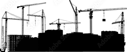 black landscape with house building