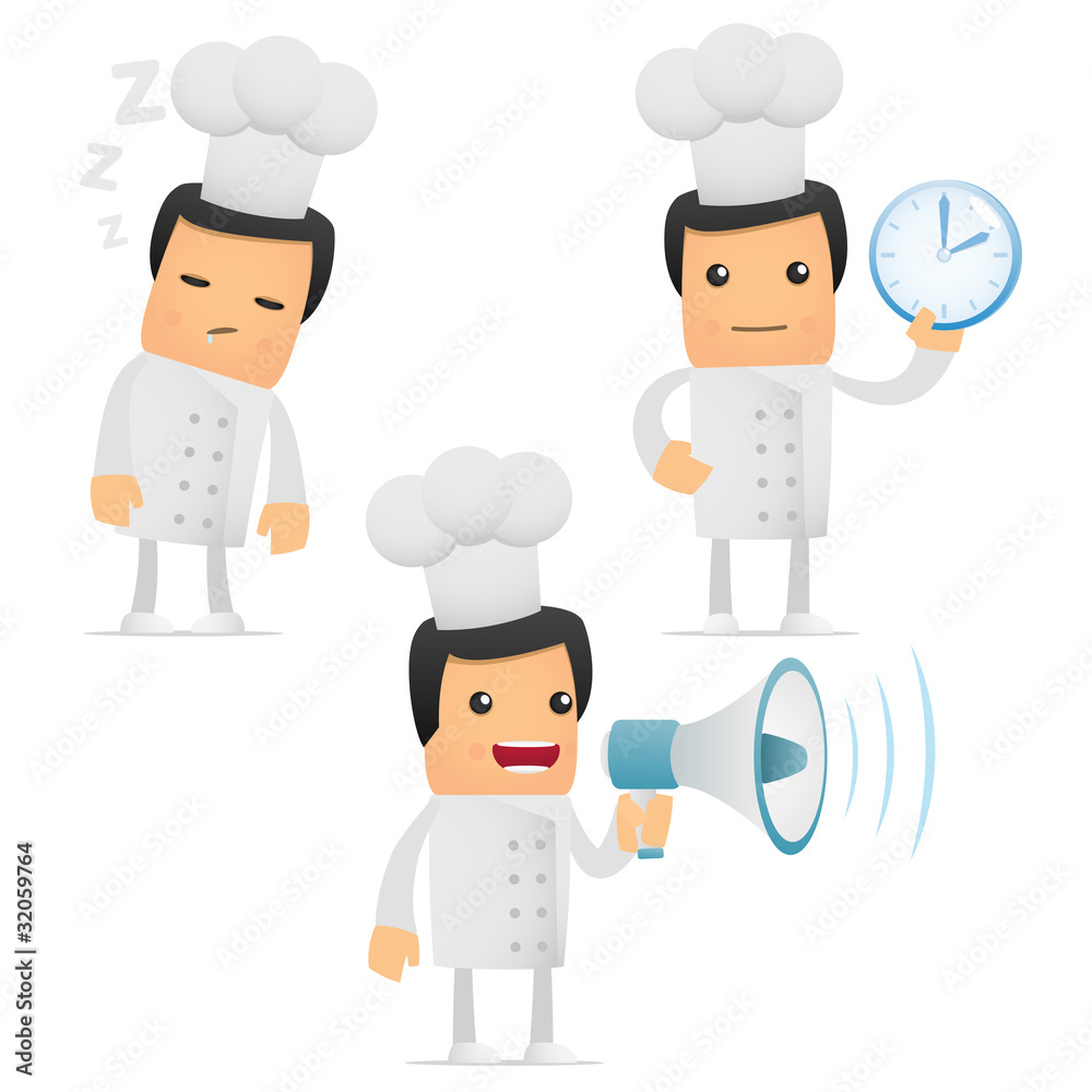 set of funny cartoon chef set of funny cartoon chef