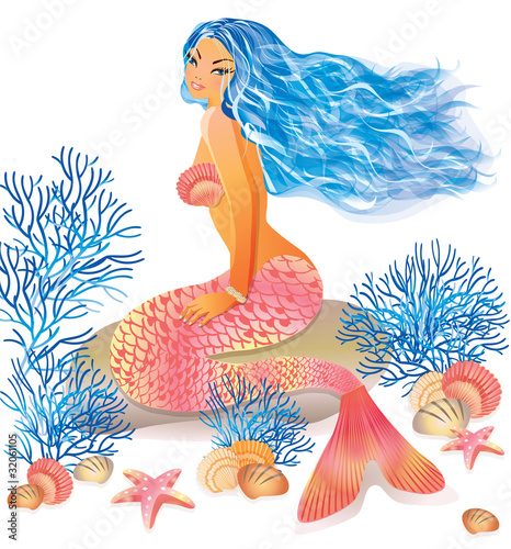 Φωτογραφία Beautiful mermaid, vector illustration
