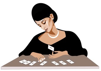 Fototapete Malerische Inspiration Fee mit Tarotkarten Fantasy Illustration  © bruniewska