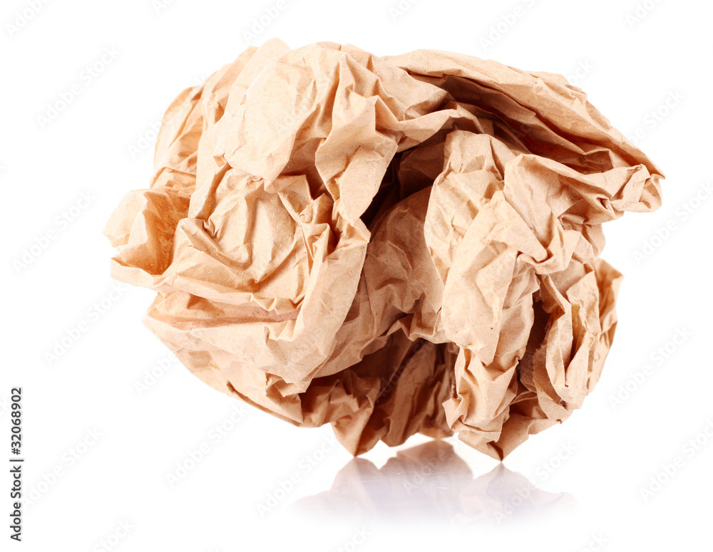Brown crumpled paper balls isolated on white Brown crumpled paper balls isolated on white