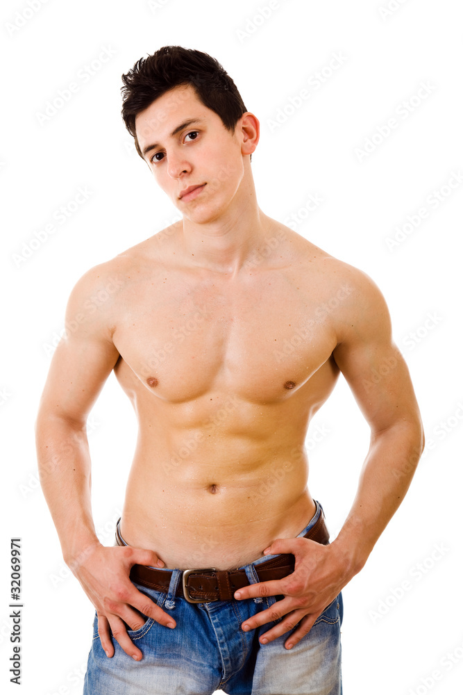 Sexy muscular man isolated on white Sexy muscular man isolated on white