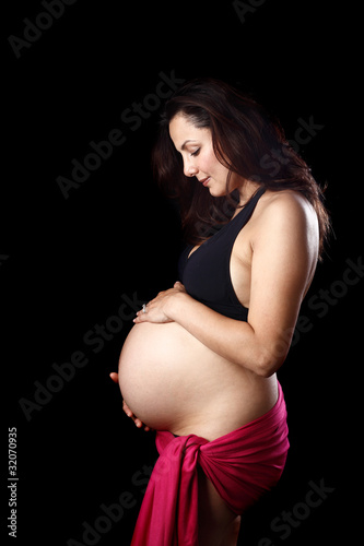pregnancy portrait on black