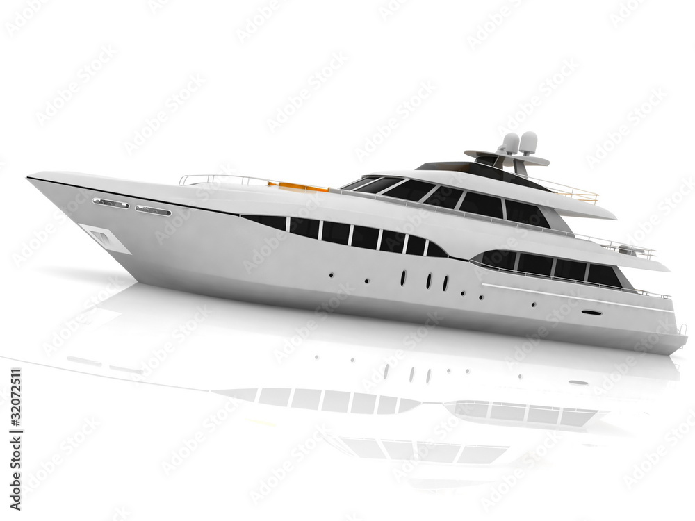 White pleasure yacht isolated on a white background White pleasure yacht isolated on a white background