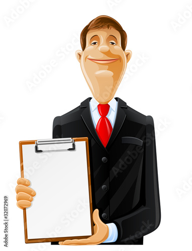 handsome man with clipboard