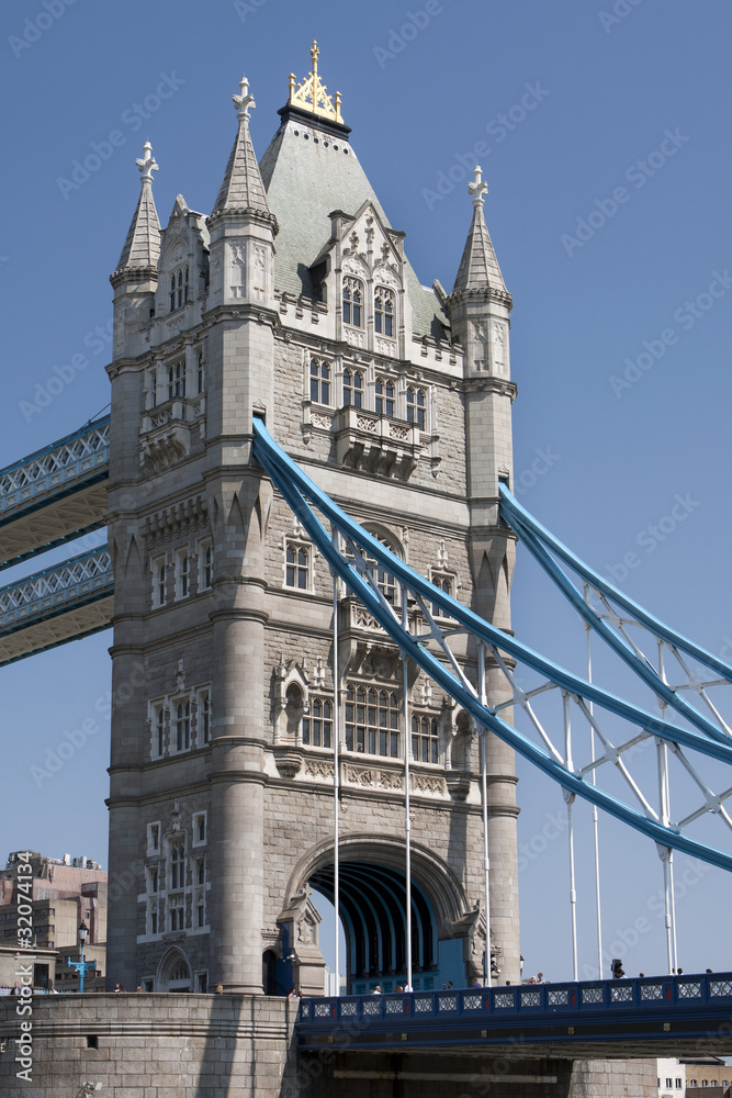 Detail of Tower Bridge - London, under the bridge view.