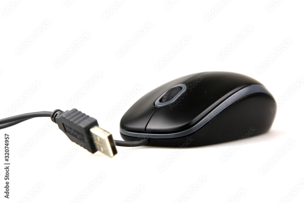 computer mouse with cable on white background computer mouse with cable on white background
