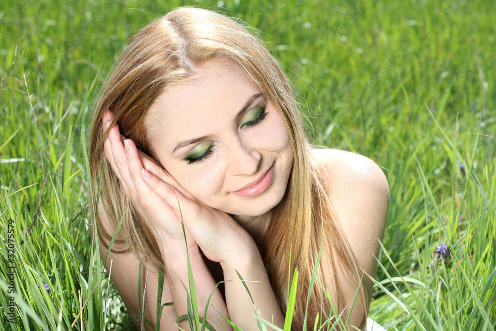 Natural make up on the face of beautiful young women Natural make up on the face of beautiful young women