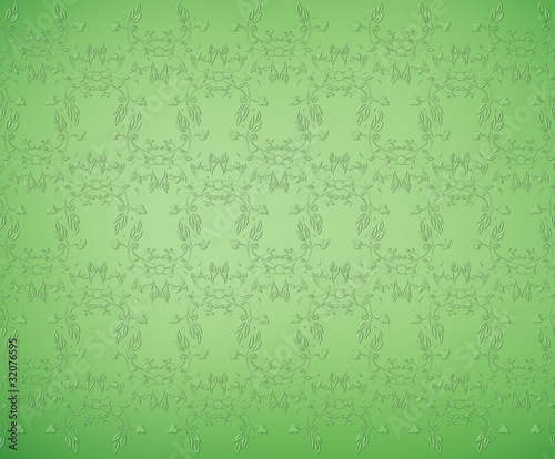 green abstract background with floral pattern