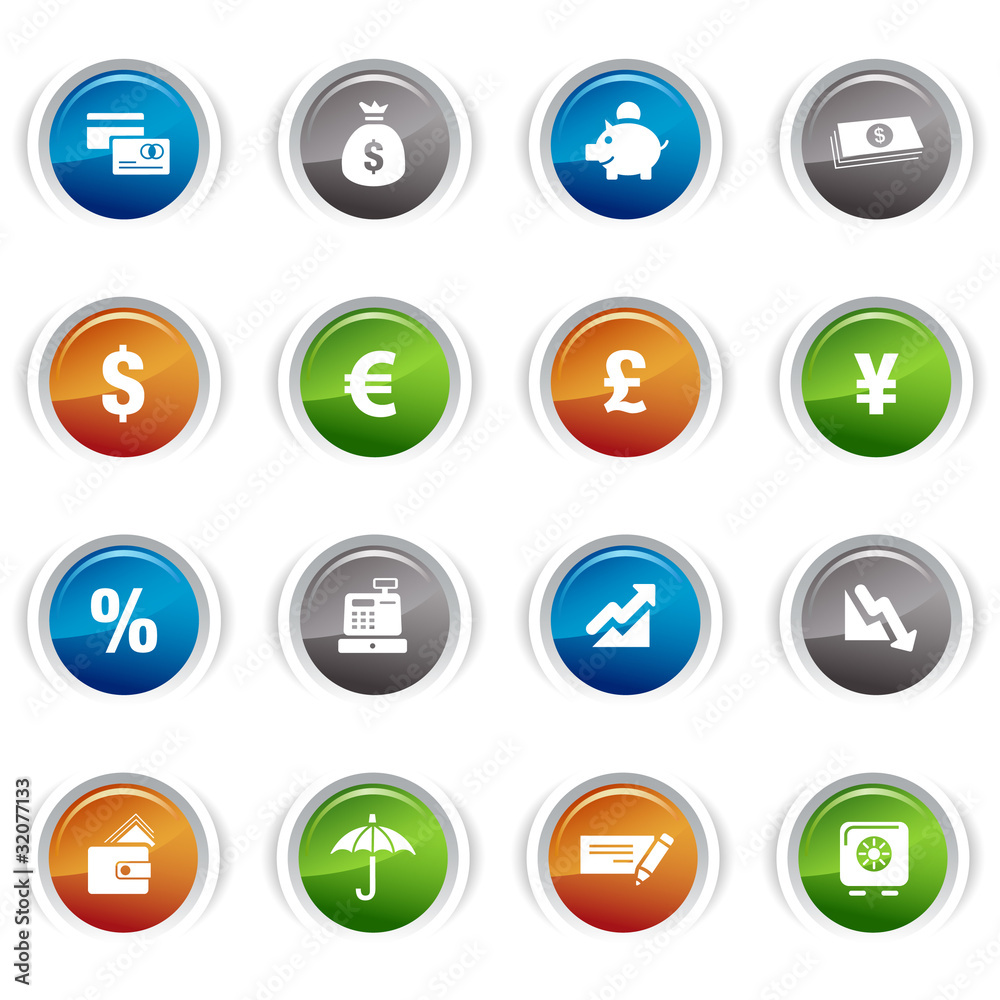 Glossy buttons - Finance icons Glossy buttons - Finance icons