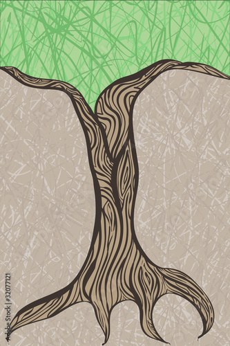 vector oak tree trunk  with place for your text at the top