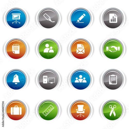 Glossy buttons - Office and Business icons
