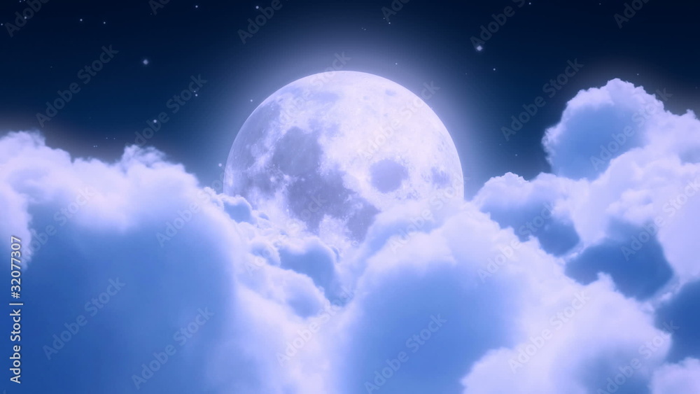 Night clouds and moon - loop flying