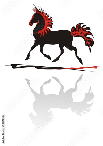Proud vector horse with reflection