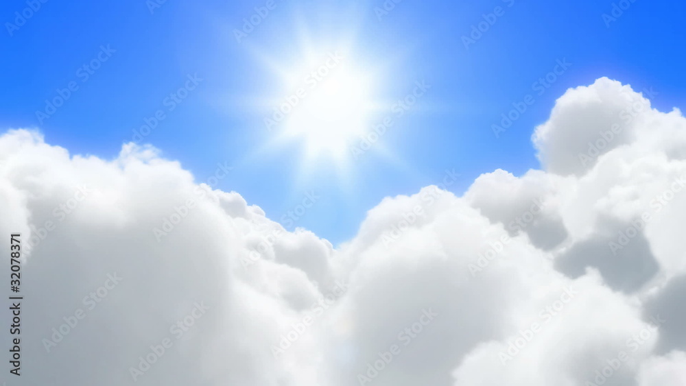 Flight over the sunny clouds - loopable