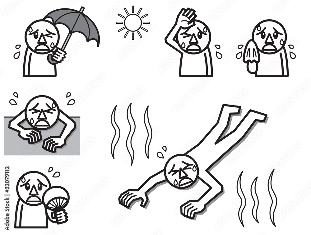 Obraz premium アイコン 暑い モノクロ