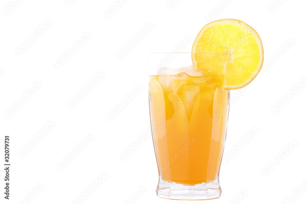 Glass of Orange Soda with Slice of Orange on Rim