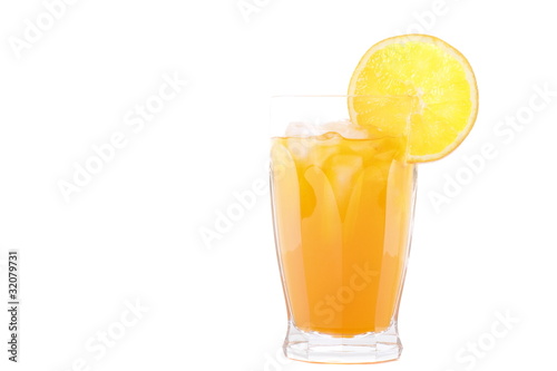 Glass of Orange Soda with Slice of Orange on Rim