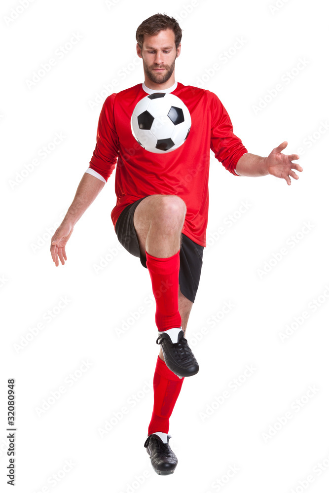 Footballer cut out on white