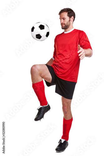 Footballer cut out on white