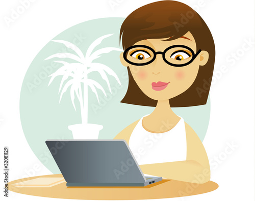 Woman working on her laptop