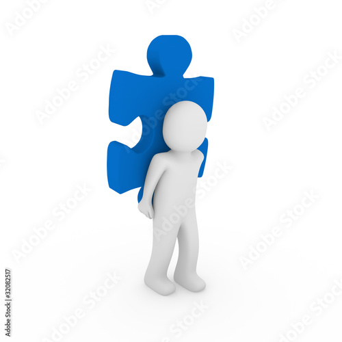 3d human puzzle blue