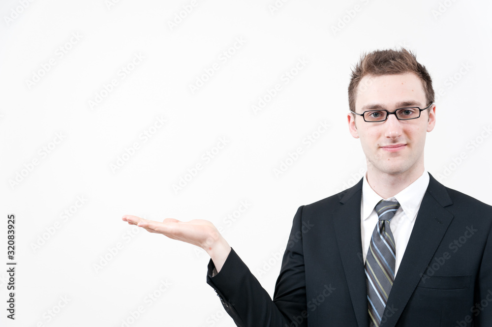 a portrait of young businessman showing a portrait of young businessman showing