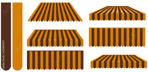 brown and orange awnings set isolated on white