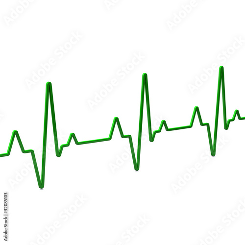 Green cardiogram line 3D