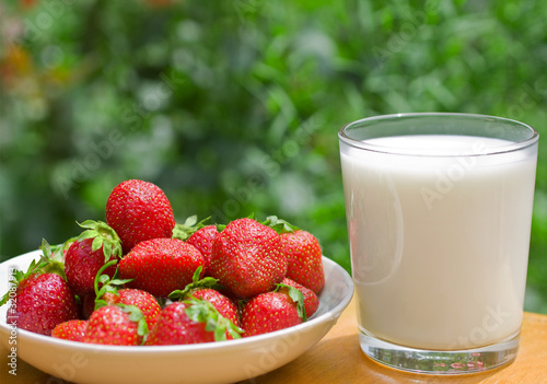 Strawberries with milk photo