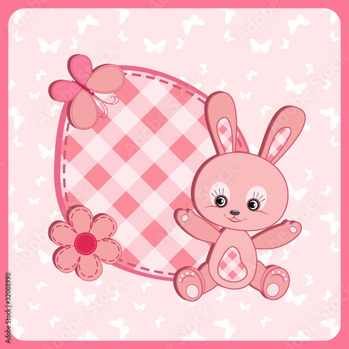 Baby arrival card. Rabbit.