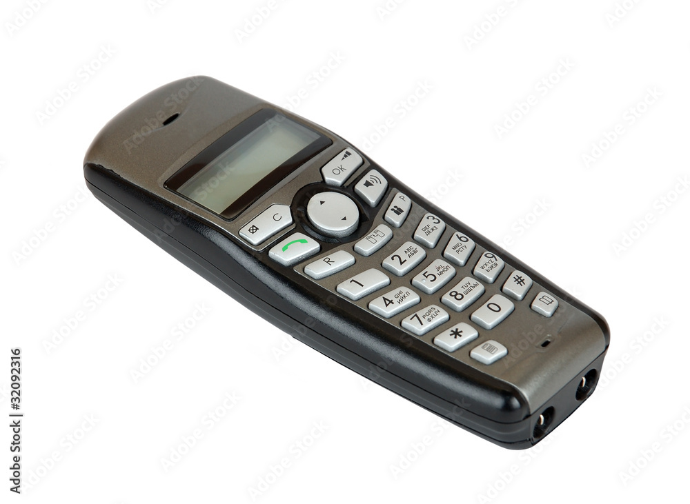 Cordless phone handset, isolated on white background Cordless phone handset, isolated on white background