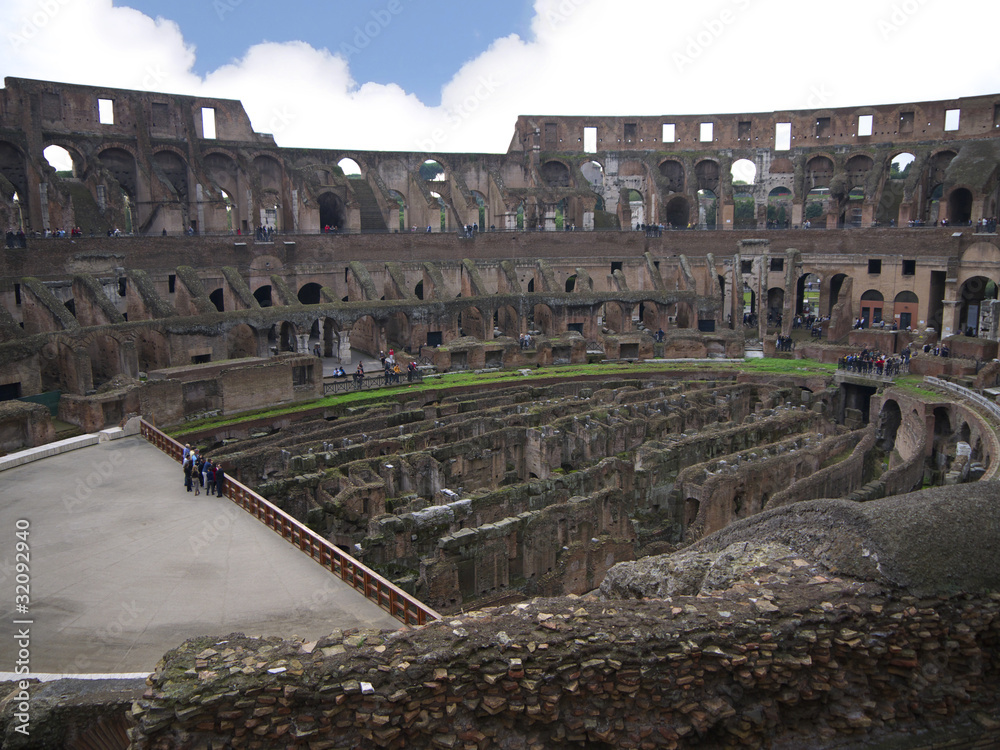 The interior of the Colisseum in Rome, Italy, Europe