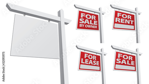 Set of Various Vector Real Estate Signs