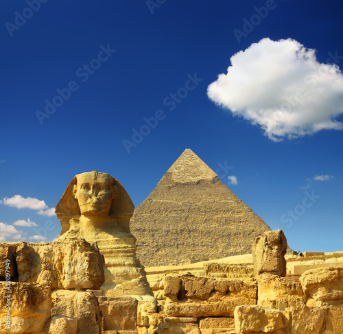 egypt Cheops pyramid and sphinx #32097949