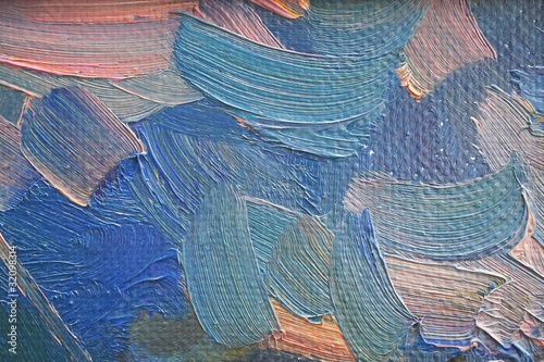 Colored brushstrokes in oil on canvas