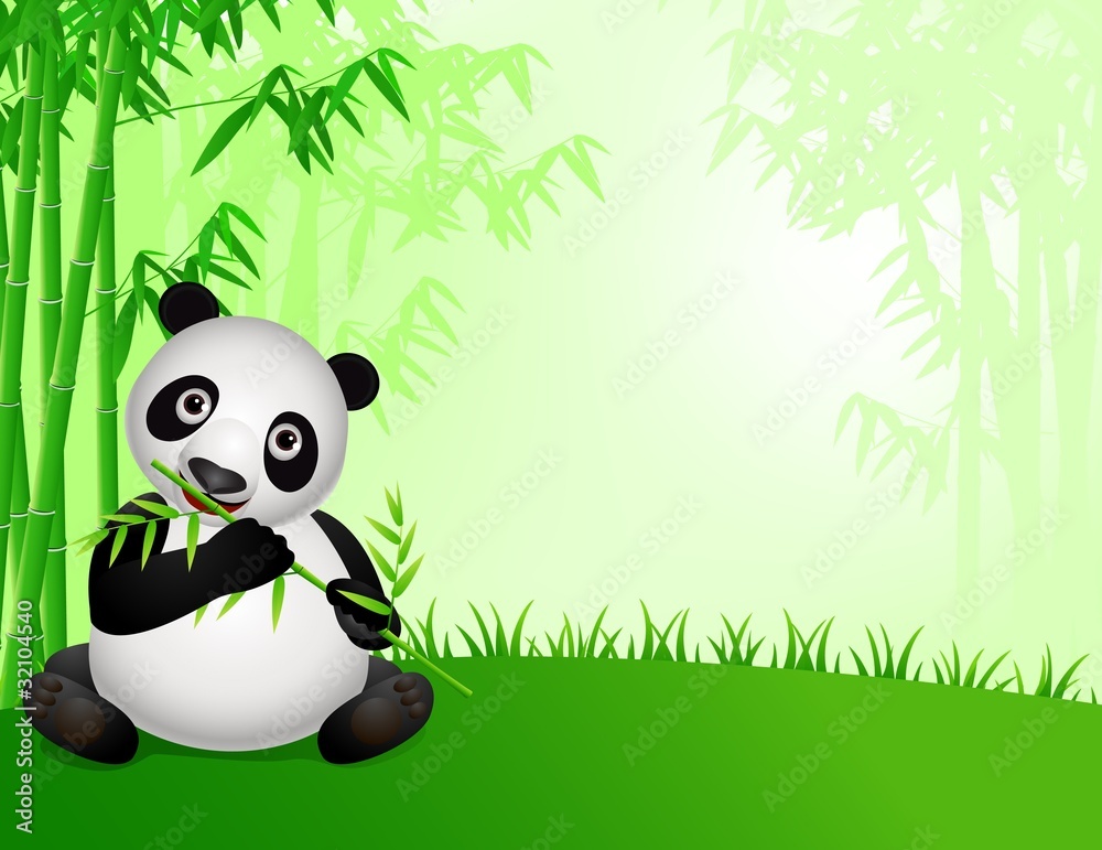 Obraz premium panda eating bamboo