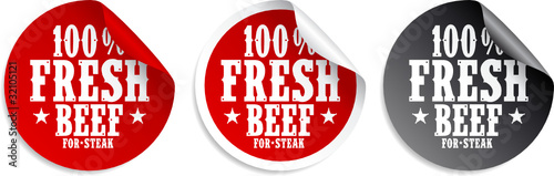 Fresh beef meat for steak stickers set