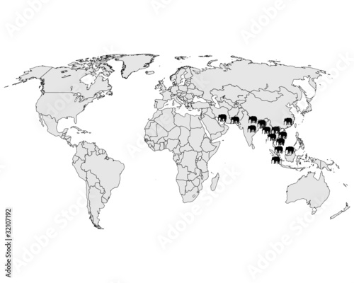 Asiatischer Elefant Verbreitung