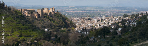 Panoramic of Granada and Alhambra. Granada, Spain