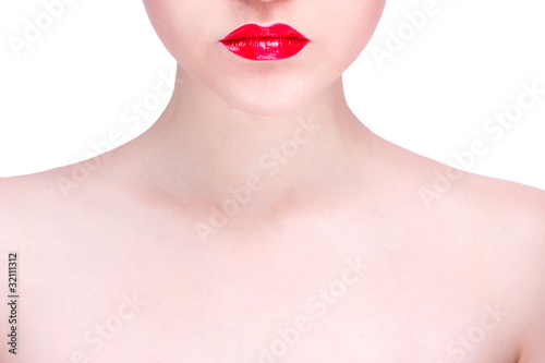 Beautiful woman with red lipstick