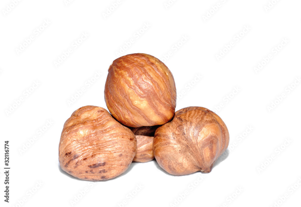 Hazelnuts Isolated on White Background Hazelnuts Isolated on White Background