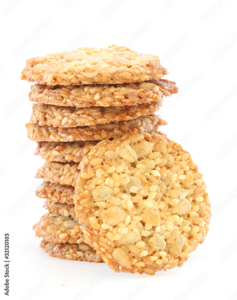 Whole grain biscuits on white background Whole grain biscuits on white background