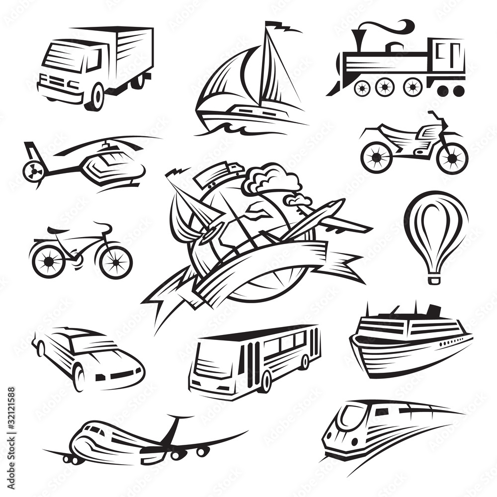 Obraz premium collection of icons of transport