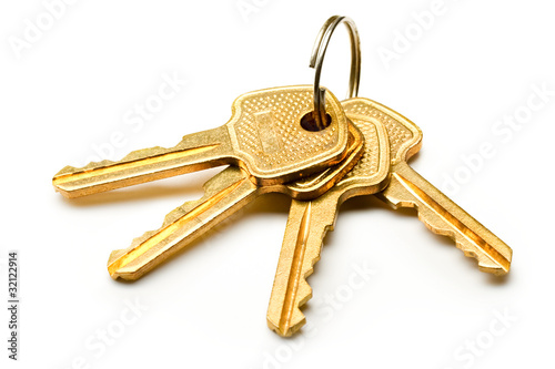 Bunch of keys on the white background