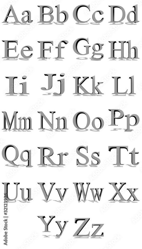 Times New Roman grey alphabet Times New Roman grey alphabet