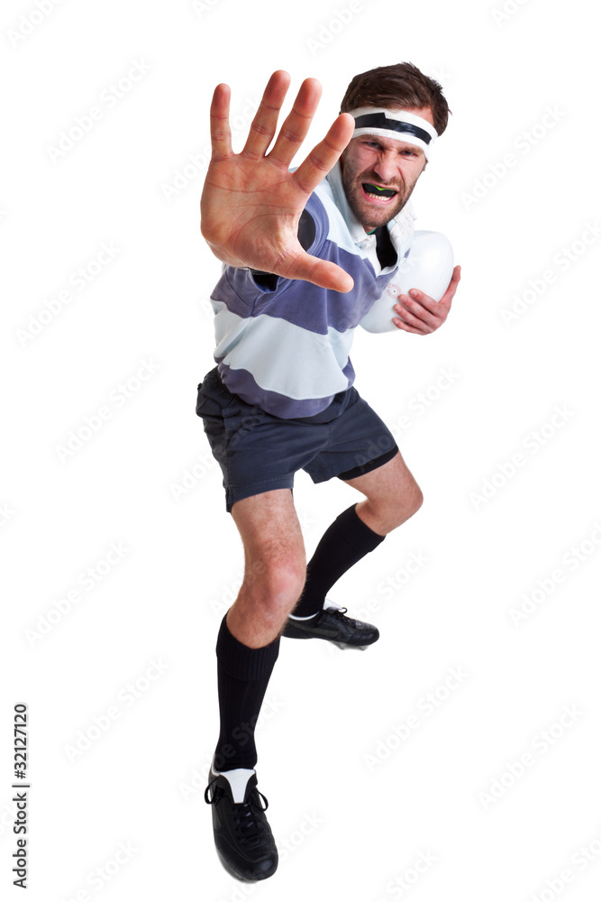 Rugby player cut out on white Rugby player cut out on white