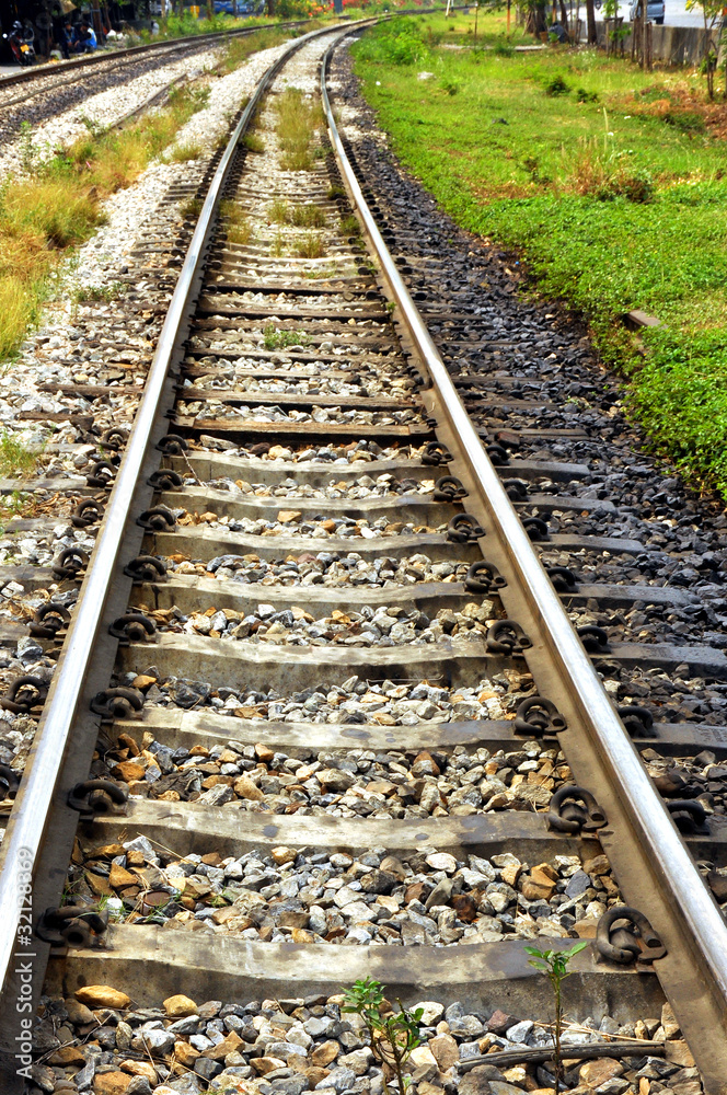 The railway get along to endless and around had grass. The railway get along to endless and around had grass.