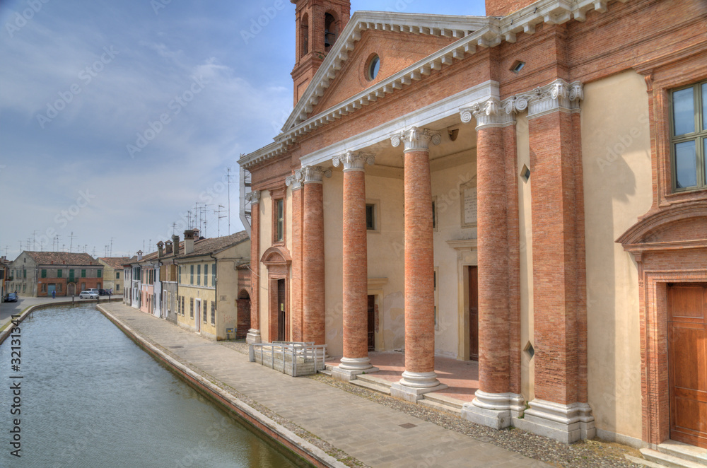 Comacchio channal with church