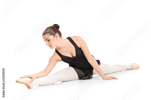 Ballerina sitting and preparing